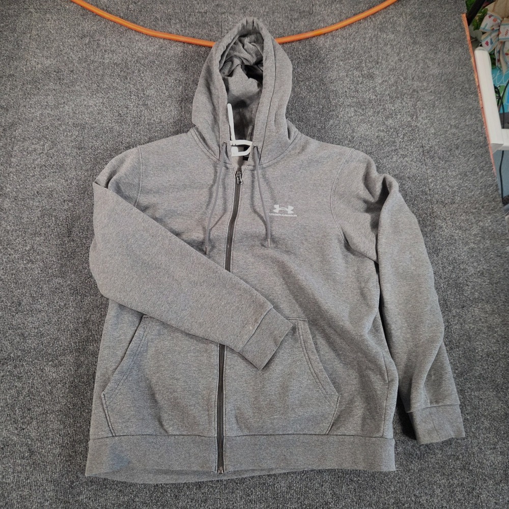 Under Armour Men's Large Icon Fleece Full Zip Hoodie 1373881 Gray Midweight